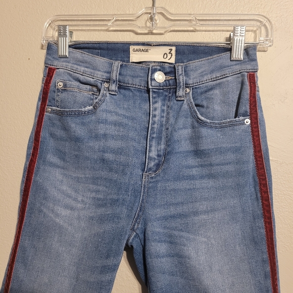 Garage Medium Wash High Rise Jeans-Red Stripe - Picture 5 of 16